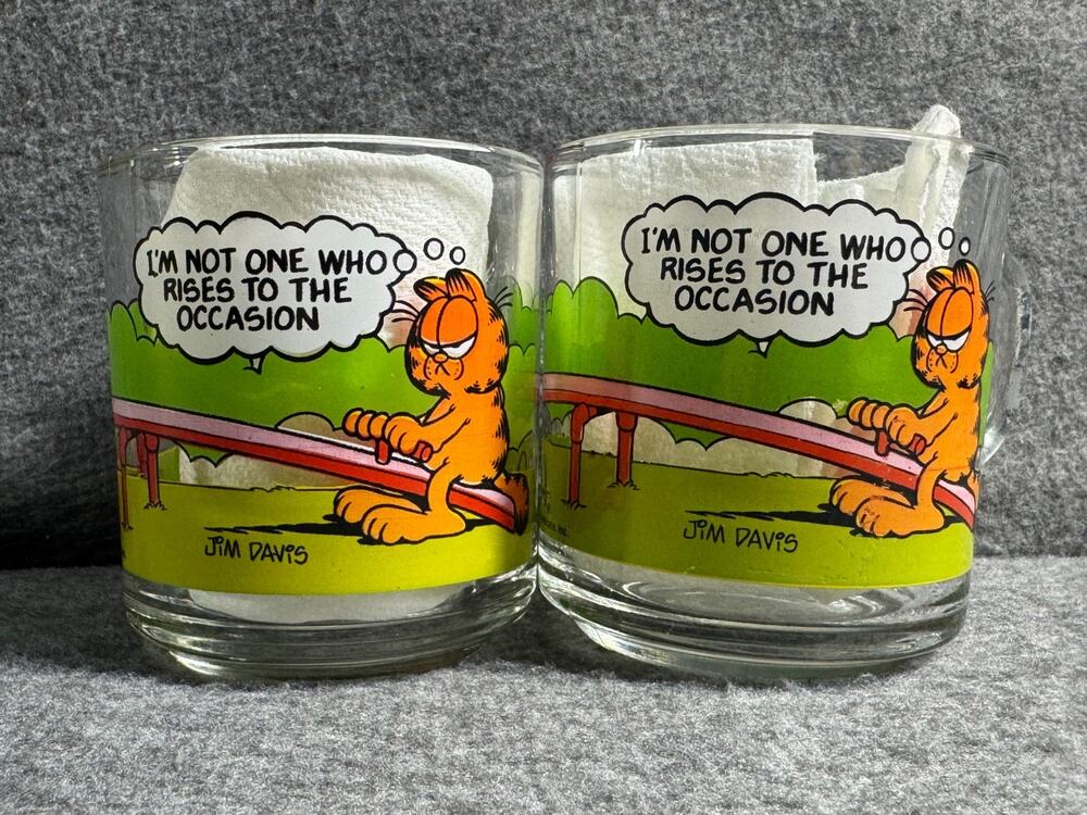 McDonalds Glass Garfield "I'm Not One To Rise To The Occasion" 78, 79, 80 - Set
